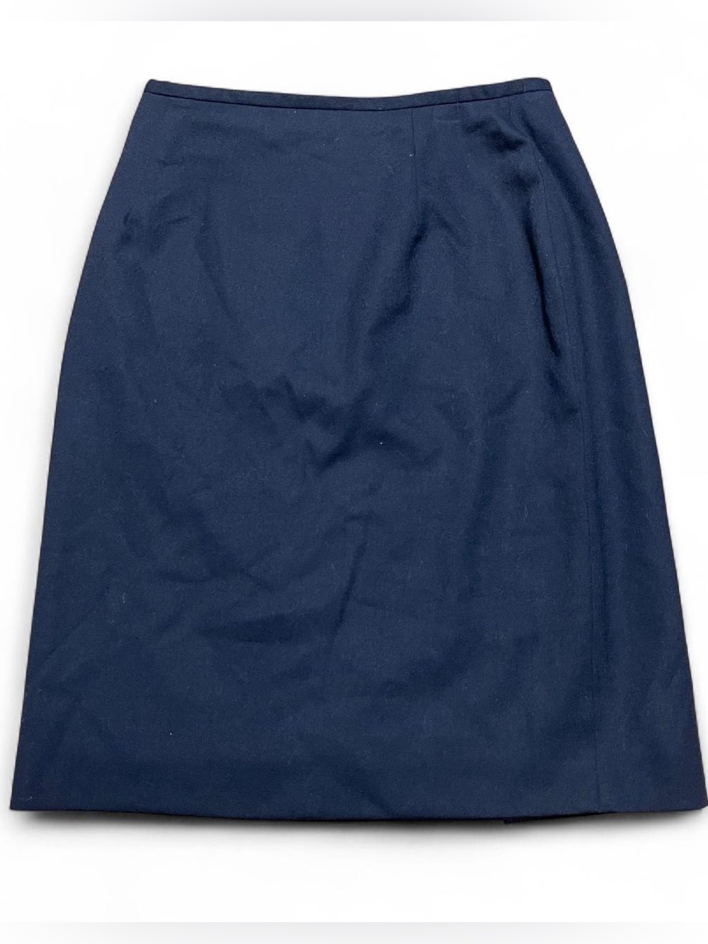 Ralph Lauren Wool Midi Skirt Womens 6 Navy Blue Lined Vintage USA Made Classic